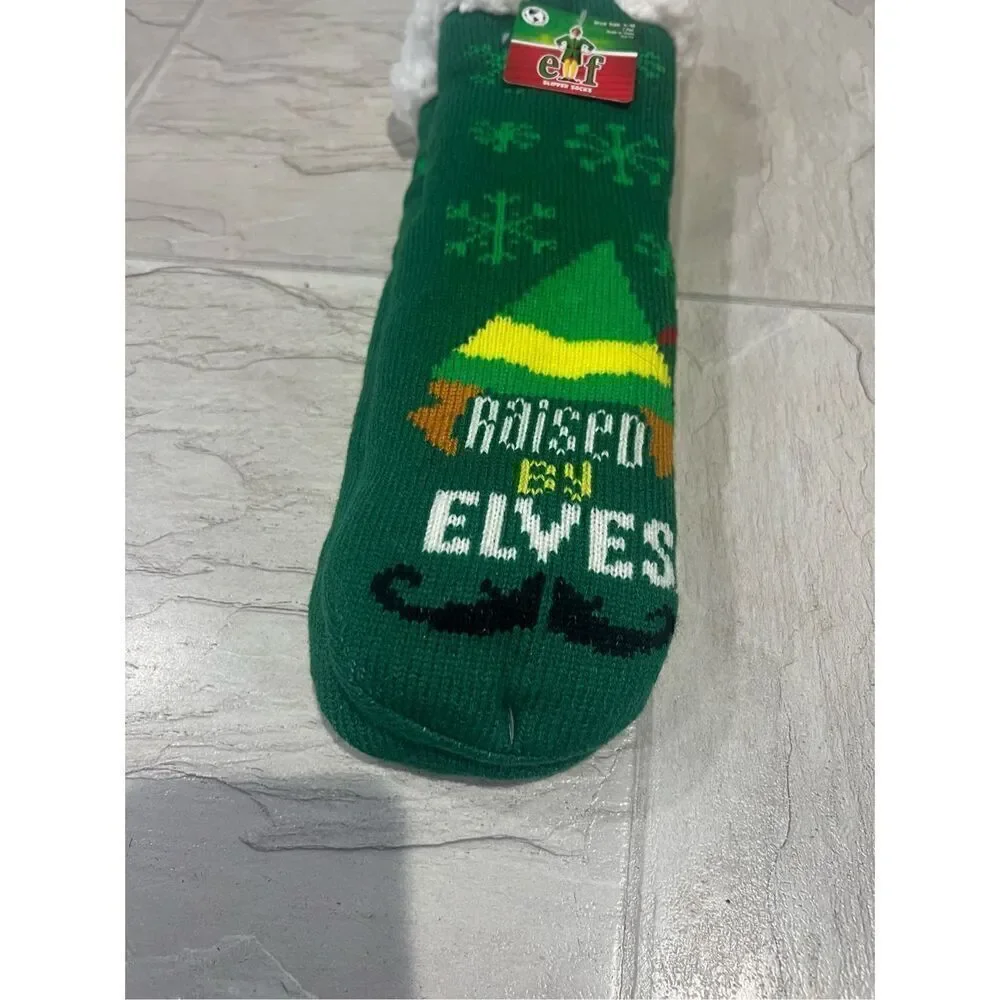 Elf Woman’s Holiday Slipper Socks Size 4-10 NEW Raised By Elves